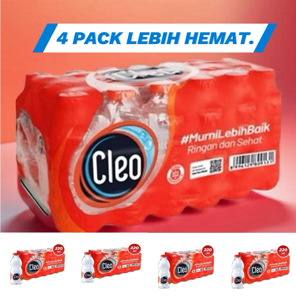 

PROMO CLEO 4 KRAT AIR MINERAL 220ML 1 KRAT ISI 24 BOTOL AIR MURNI CLEO TERMURAH