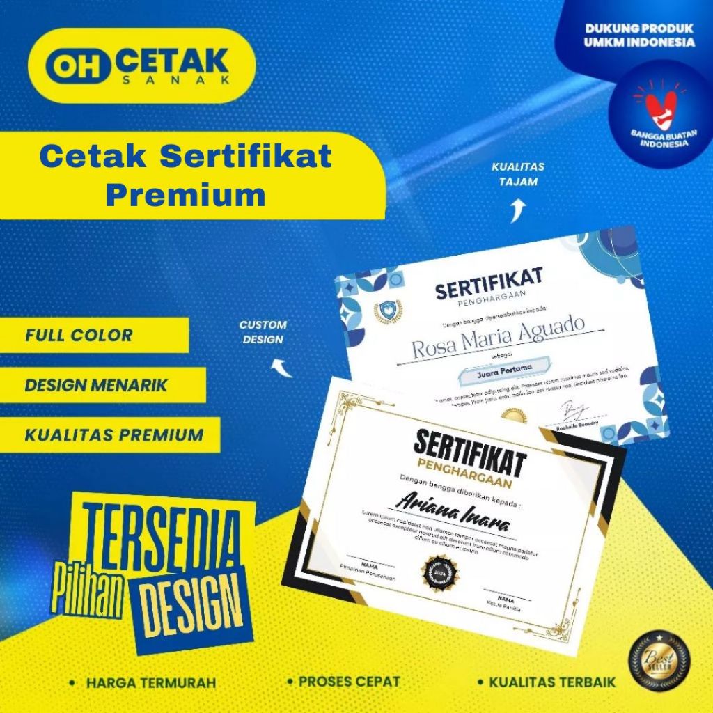 

Cetak Sertifikat Premium / Sertifikat Custom Premium – Harga Termurah & Cepat Jadi – Oh Cetak Sanak