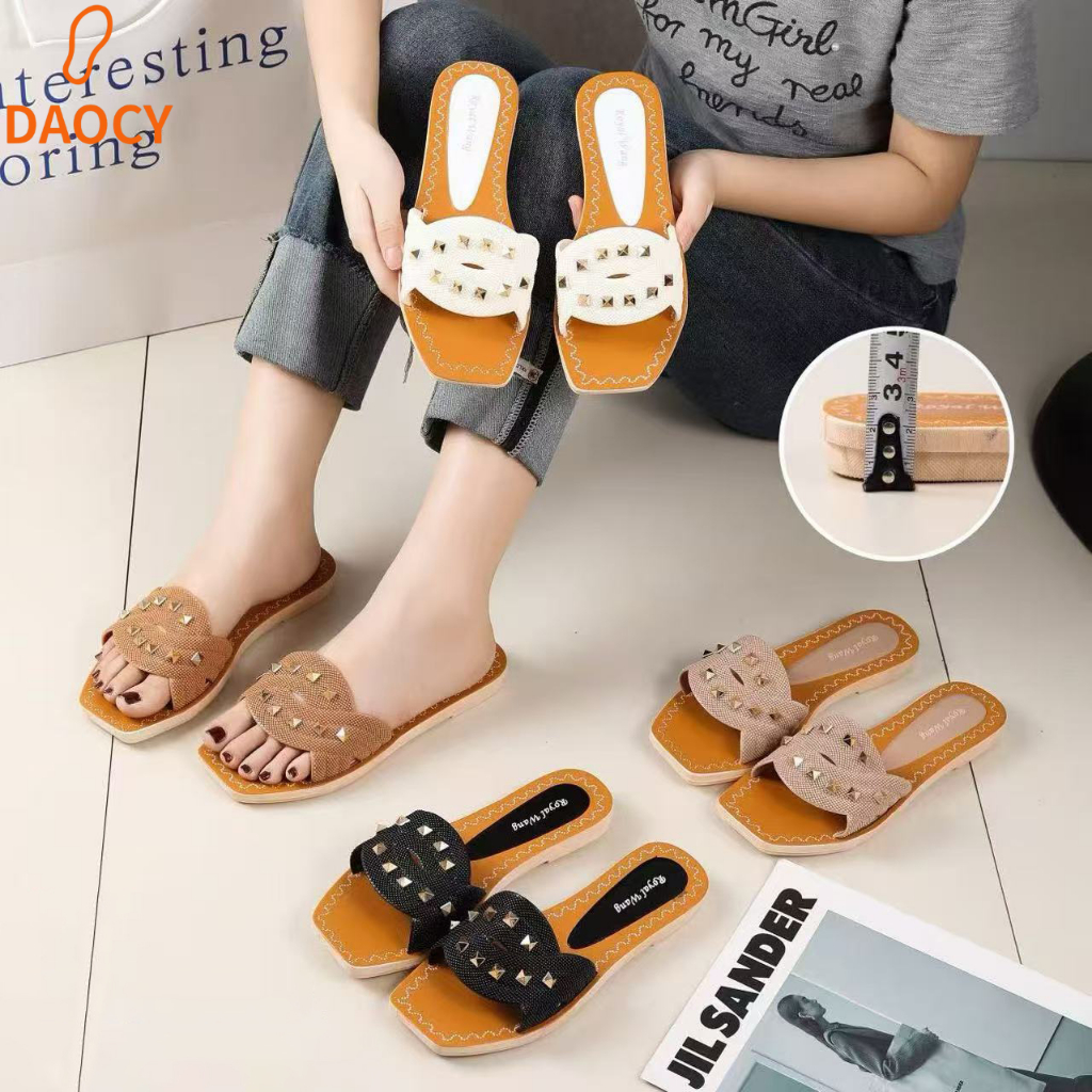 [ BISA COD ] ROYAL WANG - Sandal Slop Teplek Wanita Daily Casual / Sandal Selop Jelly Sandal Flat Wa