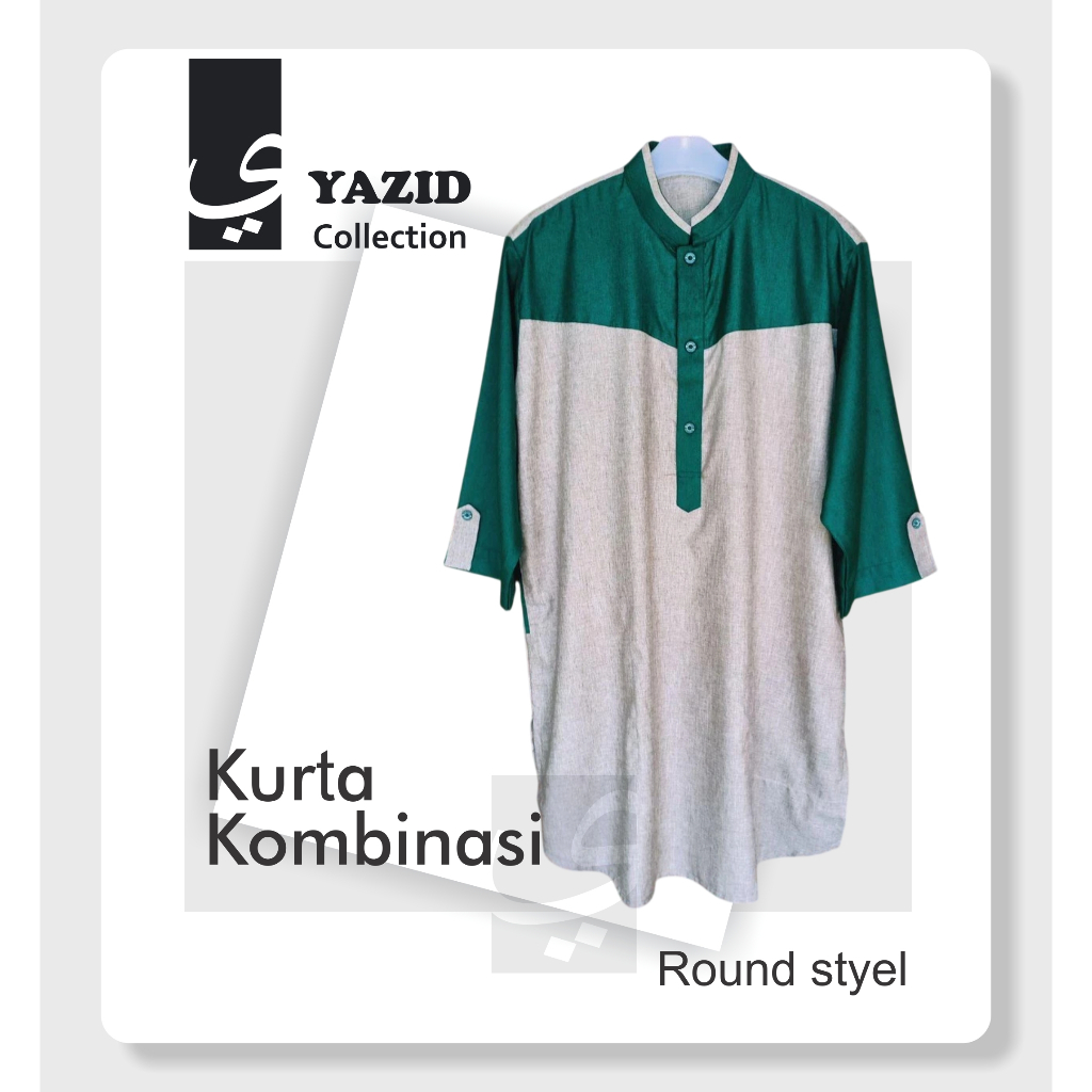 Gamis Kurta Kombinasi Bahan Katun Madinah Round styel