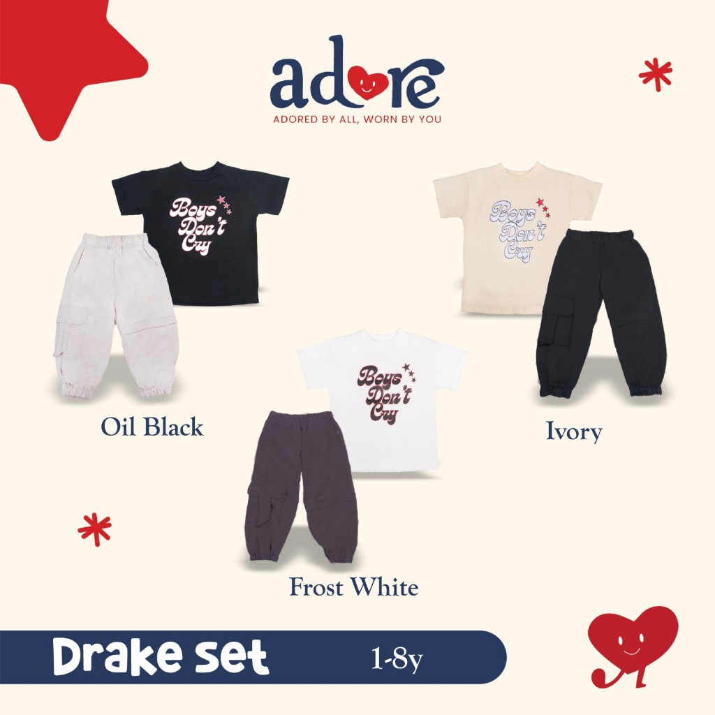 ADOREKIDS DRAKE JOGGER SET - Setelan Pakaian Anak Laki-Laki Kaos & Celana Panjang Cargo Jogger