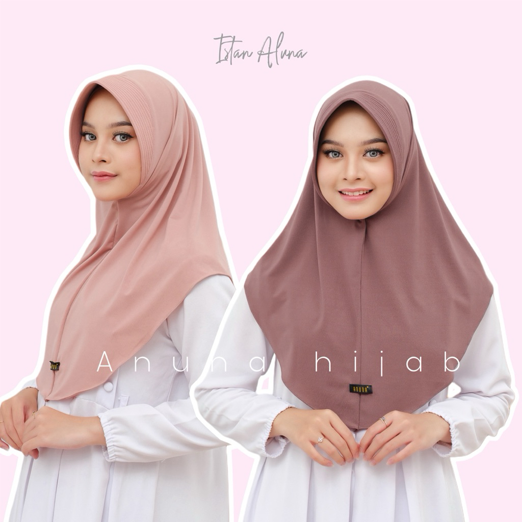 ANUNA - Hijab Instan Bergo Daily Matt Jersey spandex Pad Antem Size M -Instan Aluna