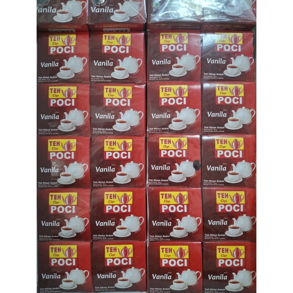 

Teh Bubuk Cap Poci Vanila 40gr 1 slop isi 10 kotak