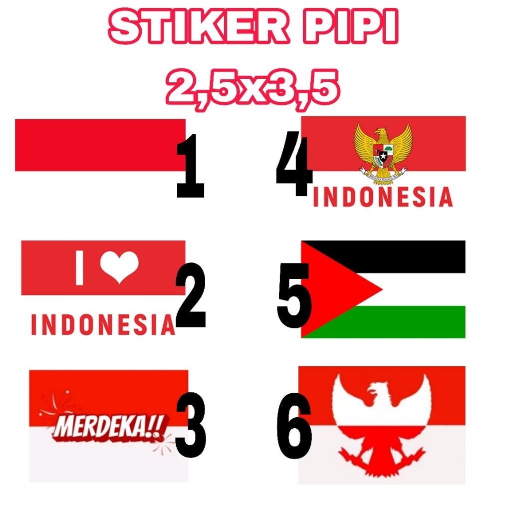 

100PCS STIKER PIPI 2,5X3,5 INDONESIA MERDEKA