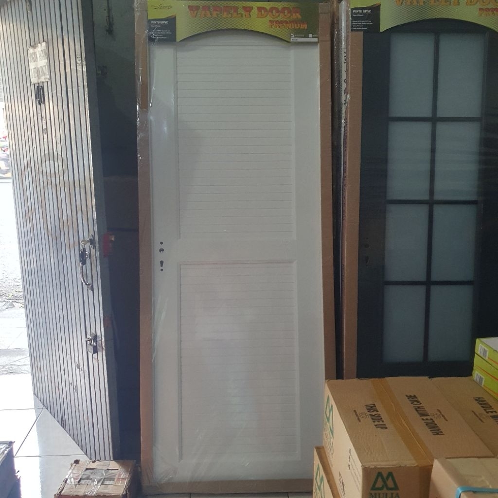 pintu kamar mandi WC uPVC ukuran 80cm x 2 meter merk Vapely white putih polos minimalis