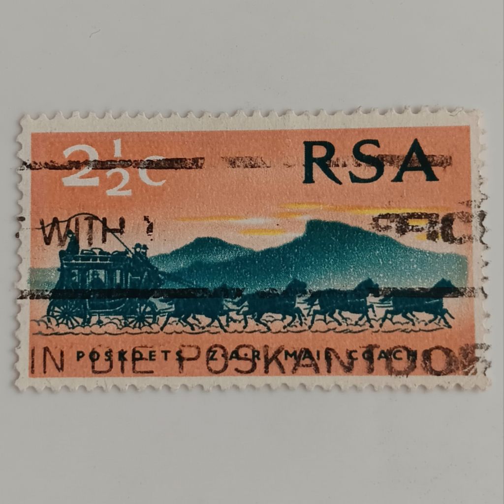 

(AA) Perangko Afrika Selatan 1969 Centenary of First Stamps of the South African Republic - Mail Coach from 1869 2½ cent Used