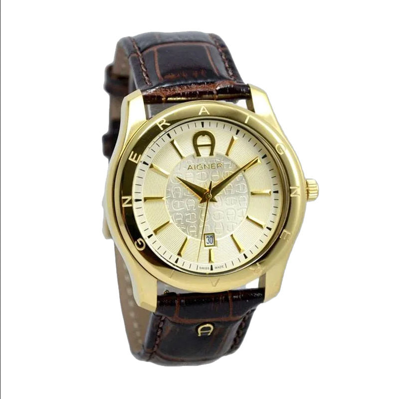 Aigner A32189B LAZIO II Gold Brown Jam Tangan Pria Original