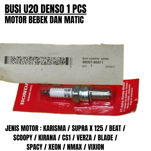 BUSI U20 DENSO KARISMA BEAT MOTOR BEBEK DAN MATIC