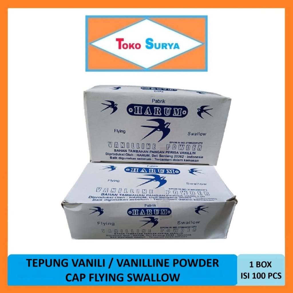 

Tepung Vanili Vanilline Powder Flying Swallow 1 Box 100 Sachet