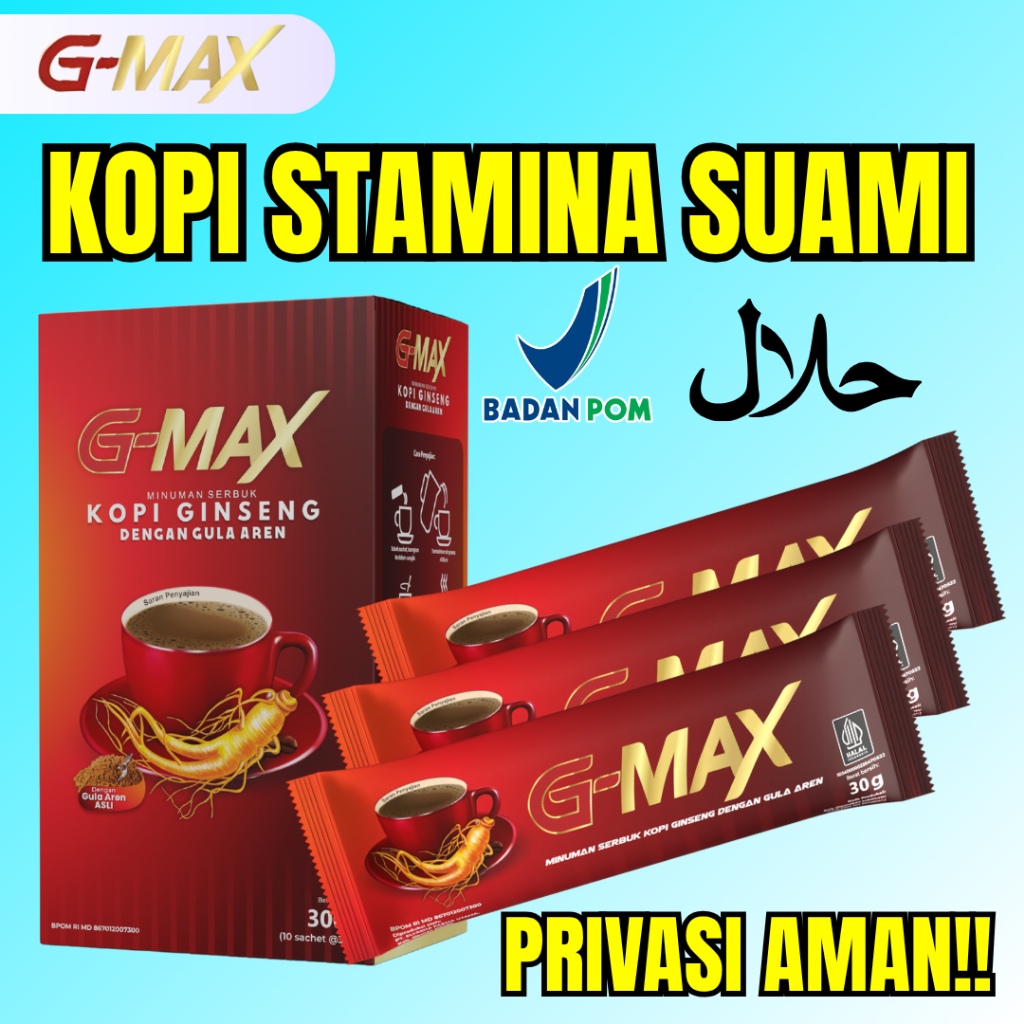 

GMAX Kopi Stamina Pria Tahan Lama Berhubungan ngacang semalaman BPOM Halal 1 BOX 10 SASET