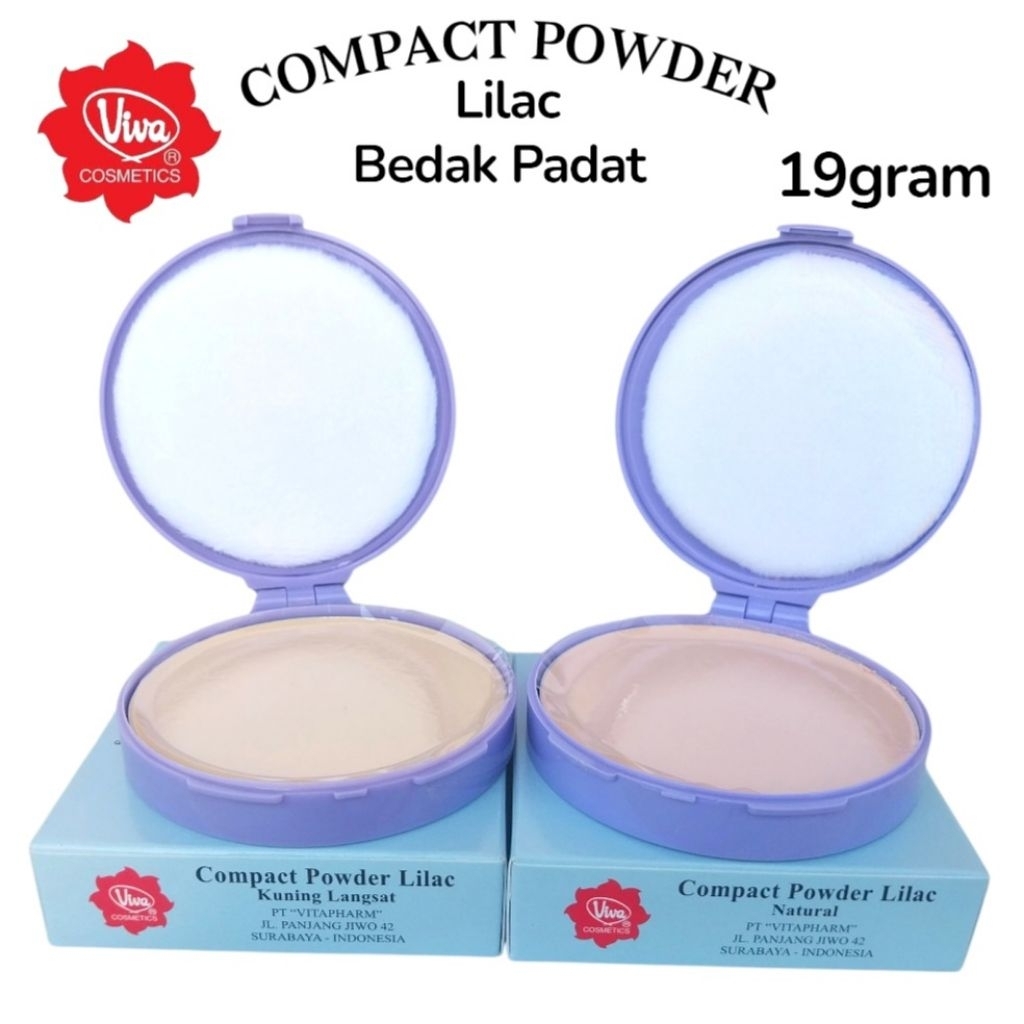 BEDAK VIVA COMPACT POWDER LILAC NATURAL/KUNING LANGSAT 19gr - Bedak Padat Viva
