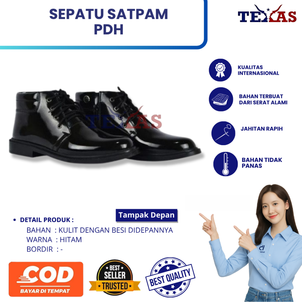 Sepatu Satpam PDH || Sepatu PDH 100% Asli Kulit || Sepatu Satpam || Sepatu PDH Satpam Pantofel Pria