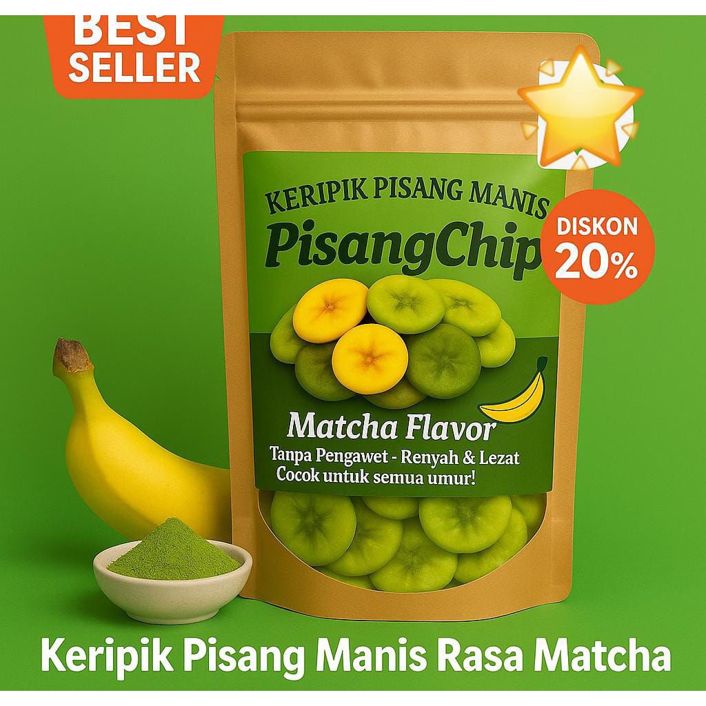 

Keripik Pisang matcha Manis Renyah 50gr – Camilan Sehat – Cocok Buat Anak & Dewasa