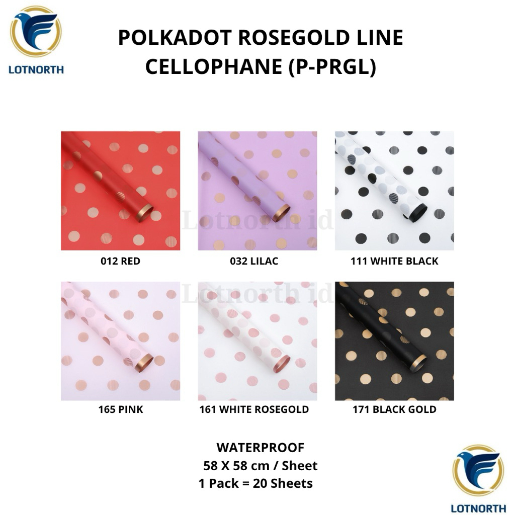 

[1 pack] P-PRGL / Kertas Buket Bunga / Wrapping Paper Cellophane / Polkadot Rosegold Line Cellophane / Kertas Bunga Buket Semi Transparan Model Polkadot Bulat Bulat Lis Rosegold/ Flower Paper Craft / Kertas Celopen / Plastik Bunga