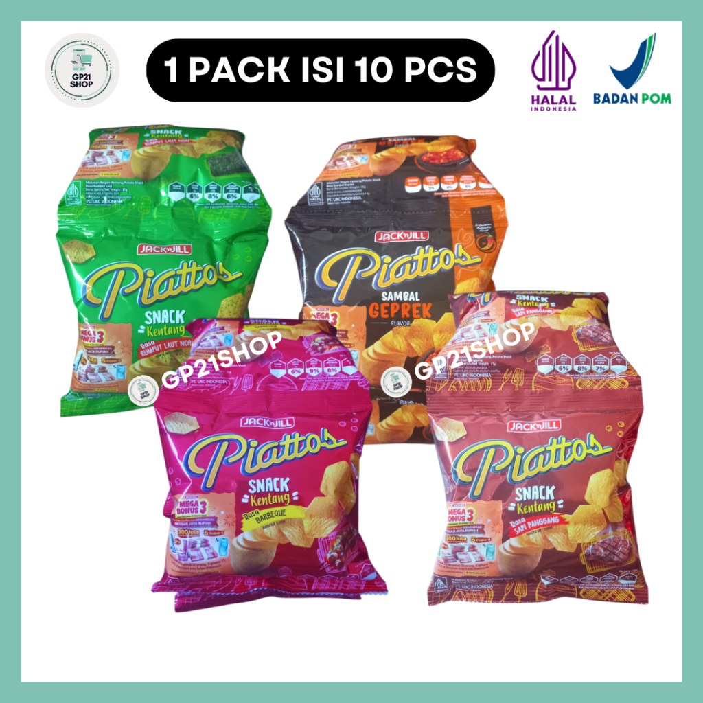 

Jack N' Jill Piattos Snack 1 Renceng (10 pcs x 15gr) - Cemilan Keripik Aneka Rasa
