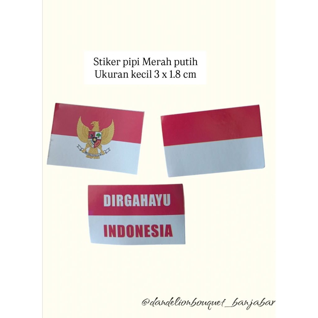 

Stiker Pipi Merah Putih 25 pcs/ Sticker Bendera Pipi merah putih/ Ukuran Kecil 3 x 1.8 cm