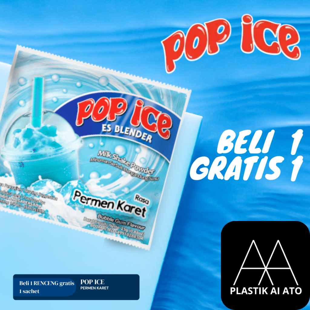 

Pop Ice Milk Shake Powder Permen Karet 25 Gr 10 Pcs BONUS SEDOTAN 10 PCS + PLASTIK 10 PCS/ Pop Ice
