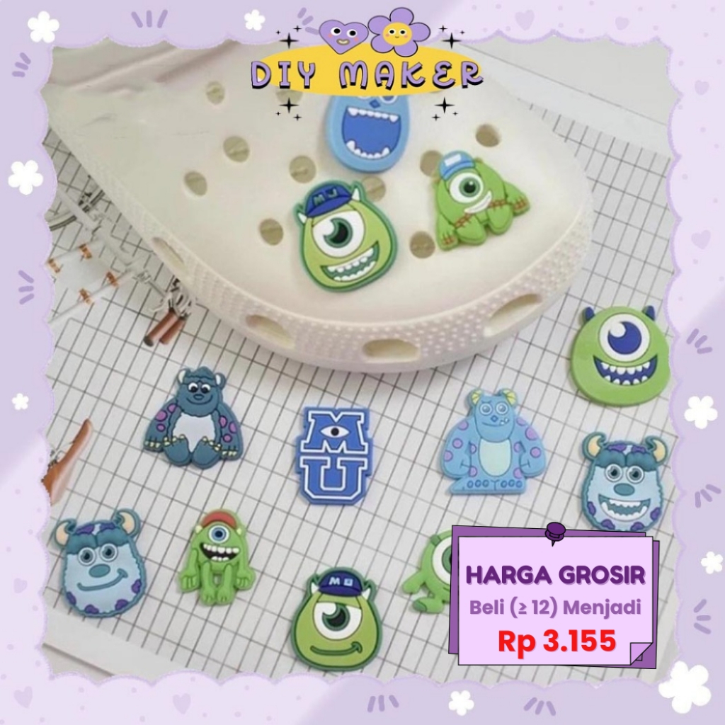 DM Charms DIY Sepatu Jibbitz Motif Mike Monster Inc Mainan Hiasan Sandal Aksesoris Sepatu DD10