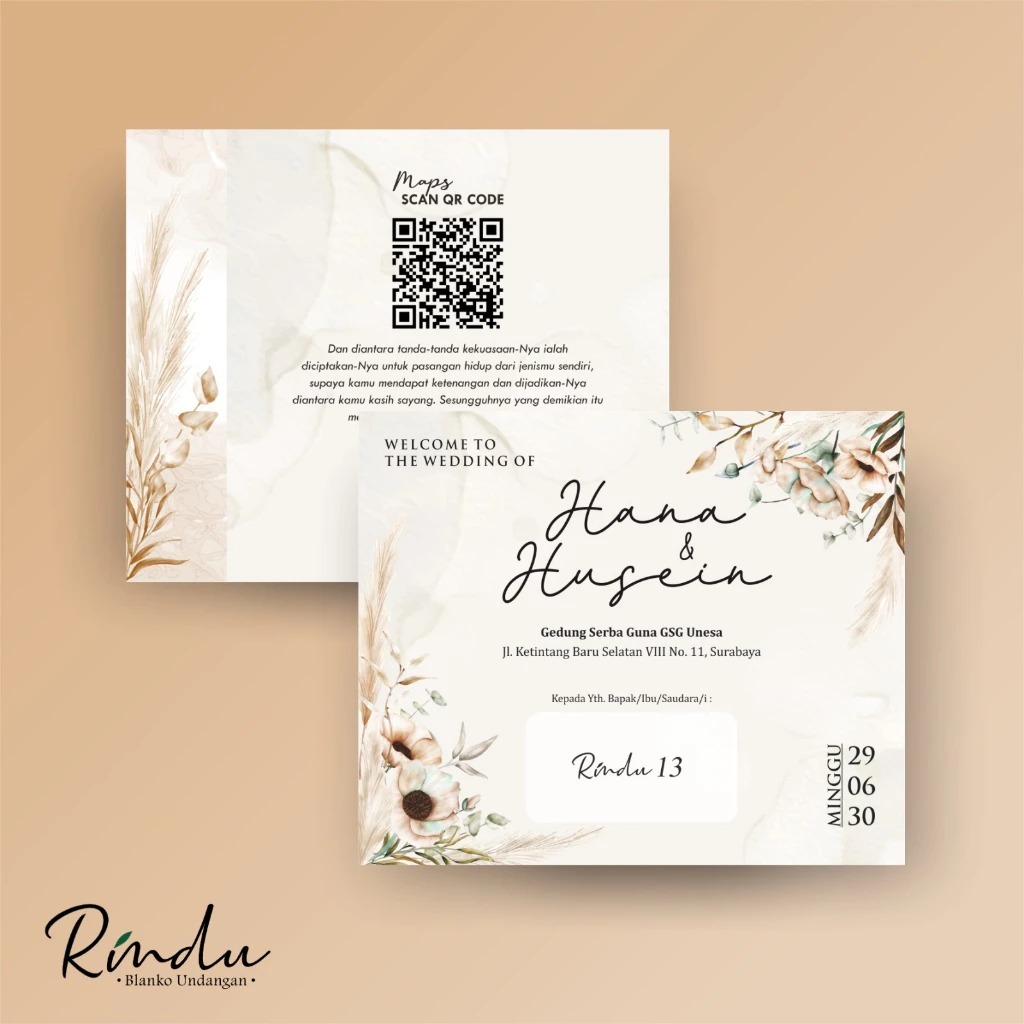 BLANGKO UNDANGAN PERNIKAHAN - BLANKO UNDANGAN KOSONG TANPA TULISAN  RINDU 13 / BLANKO UNDANGAN PERNI