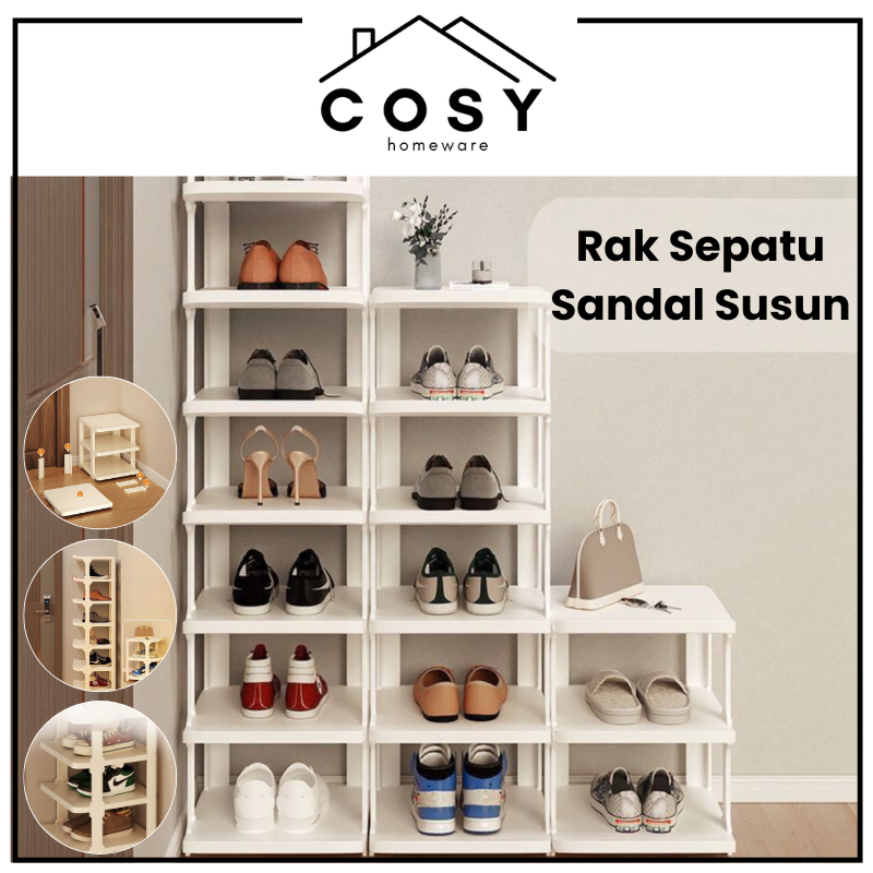 COSY Rak Sepatu Sandal Susun Minimalis Kuat Kokoh Kualitas tinggi / Rak Sepatu Mudah Rakit Estetik /