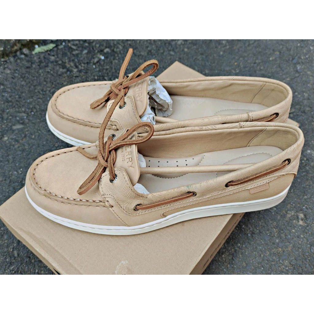 SPERRY TOP-SIDER STARFISH PALM EMBOSS TAN SEPATU KULIT WANITA