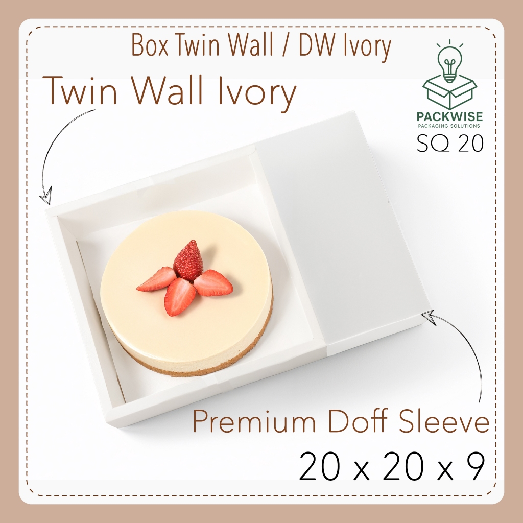 

Box Twin Wall / DW / Double Wall Ivory Putih + Premium Doff Sleeve - 20x20x9 cm - Kue Kering Souvenir