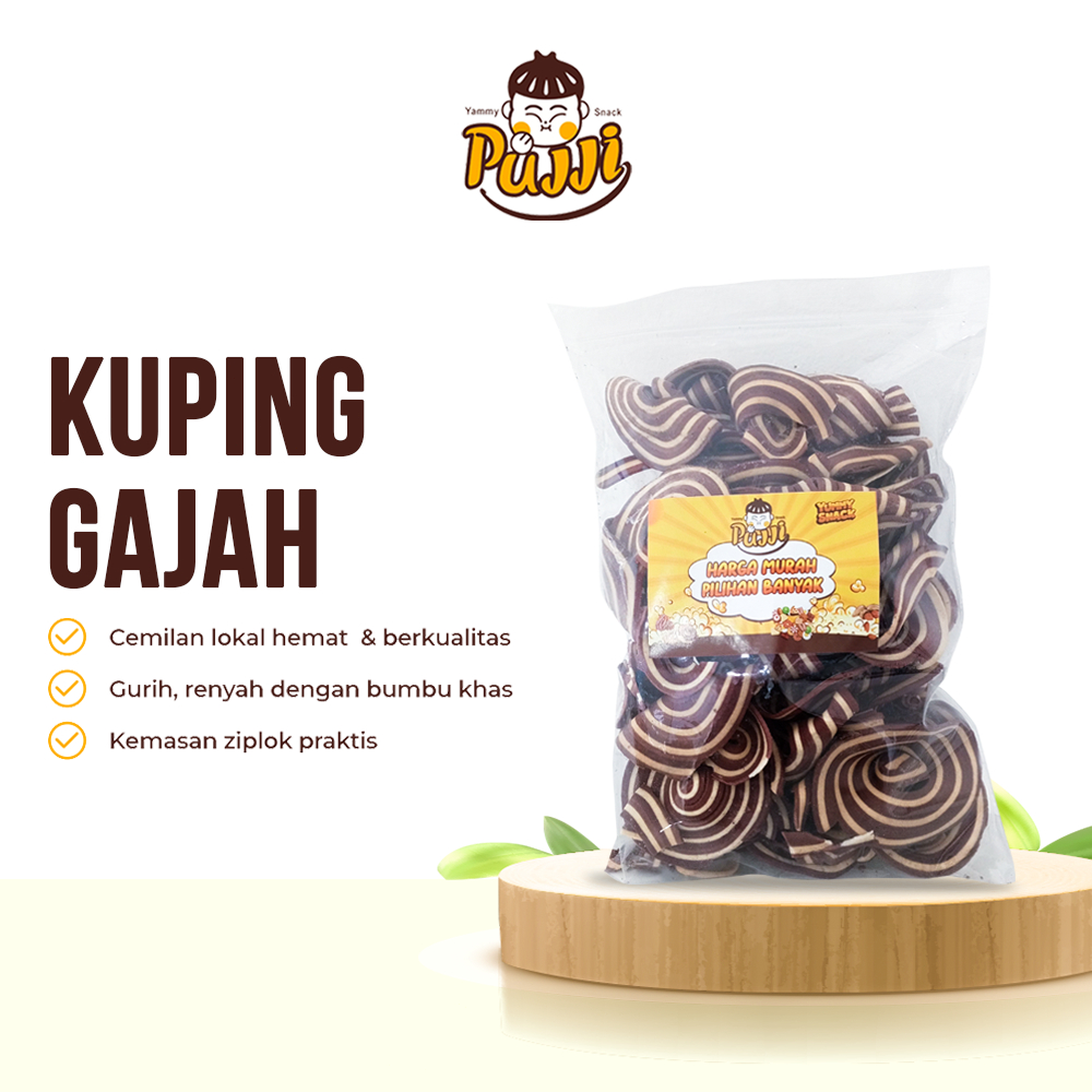

Kuping Gajah Pujji Snack 200gr | Rasa Khas Gurih Pedas Luntur, Tekstur Renyah Kriuk Super, Bikin Nagih Nonstop | Camilan Favorit untuk Setiap Momen!