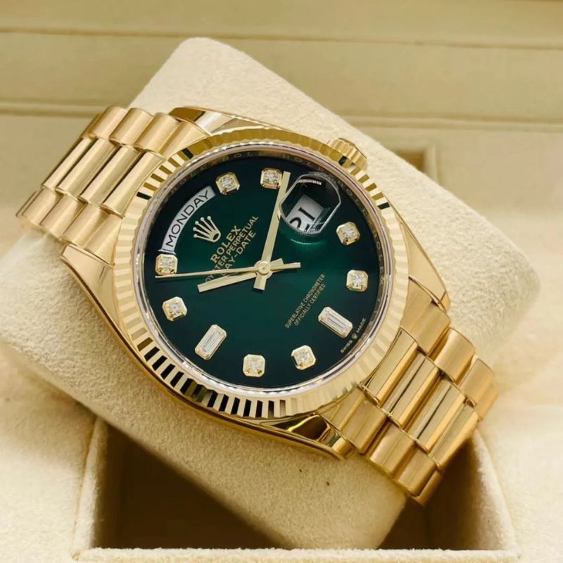 Rolex Day-Date 36mm M128238 100% Original Rolex Gold Diamond-Set Dial President Bracelet For Women