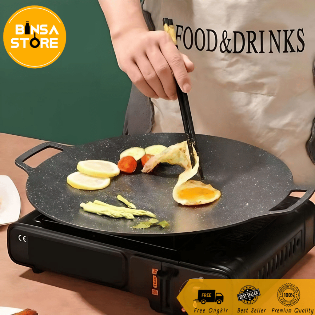 Pan Bakar Bulat Korea Bon Appetit Teflon Grill Teplek Anti Lengket Telfon Datar Steak Crepes - KP04