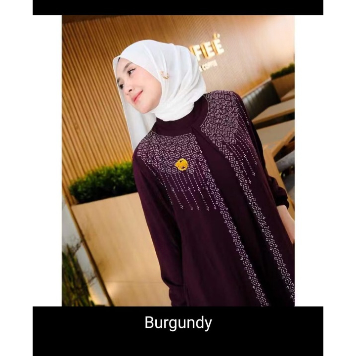 Gamis Mewah Ameera Maxy Dress BO Bahan Crinkle Mix Ceruty Babydoll Aplikasi Mutiara Swarosky LD 100-