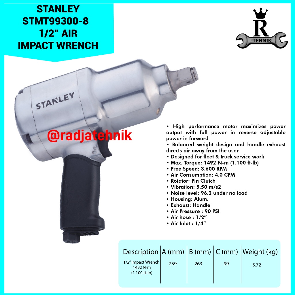 STANLEY  STMT99300 Air Impact Wrench  Air Impact Wrench 8 1/2”  Alat Kunci Shock  Alat Tukang Serbag