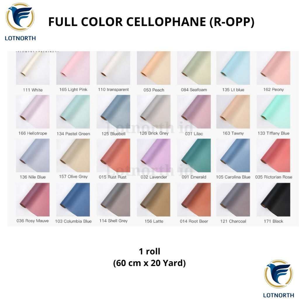 

[1 Roll] R-OPP / Roll 60 cm x 20 Yard / Kertas Buket Bunga / Wrapping Paper Cellophane / Roll Full Color Cellophane / Kertas Bunga Buket Gulungan Motif Transparan Polos/ Flower Paper Craft / Kertas Celopen / Plastik Bunga