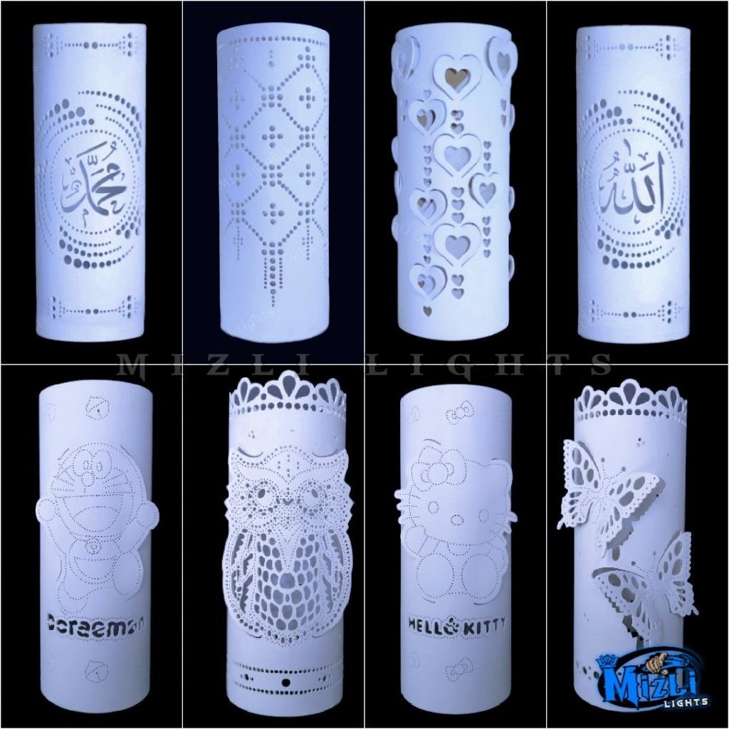 MizliLights Mentahan Ukir 3 Inch Kap Lampu Kerajinan Pipa Paralon Pvc