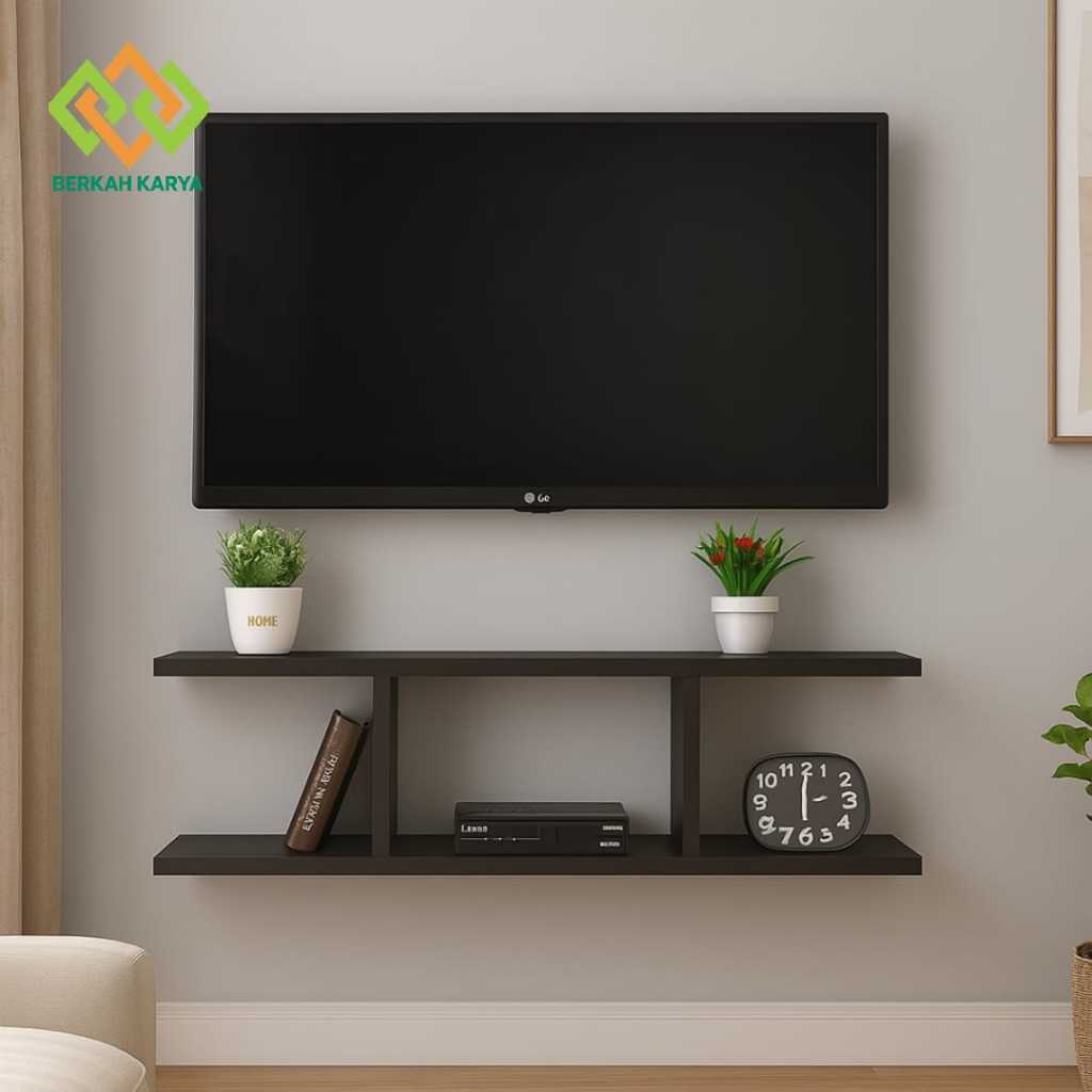 Rak Dinding TV Minimalis Tempel – Rak Bufet Hiasan Ruang Tamu & Kamar (Warna Hitam / Putih)