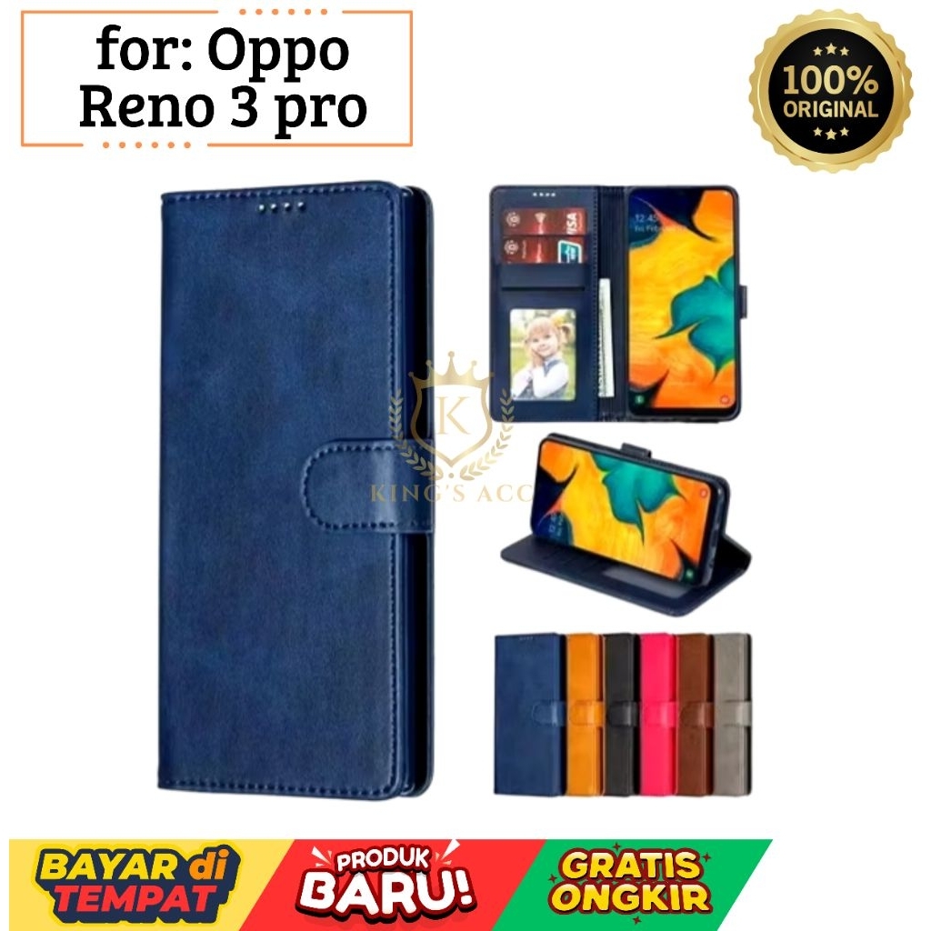 Flip Case Untuk Oppo Reno 3Pro-Flip Case Kulit - Casing Dompet Case Wallet Oppo Reno 3Pro-Leather Fl