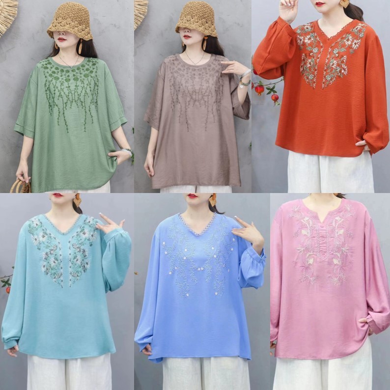 Blouse Premium wanita Motif Bunga/bordir