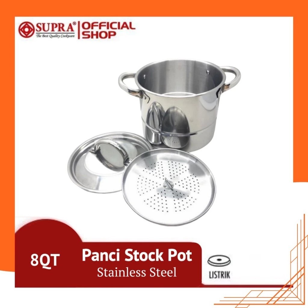 Panci Stockpot Supra 8qt • Panci Steamer Supra 8 Qt • Panci Supra Ori