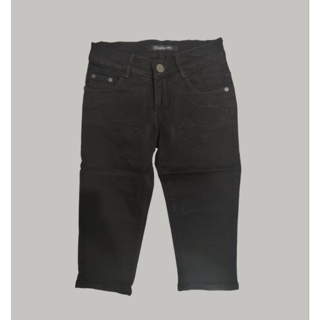 Celana Jeans Hitam 3/4 (Selutut) Soft Jeans Hitam EUPHORIA
