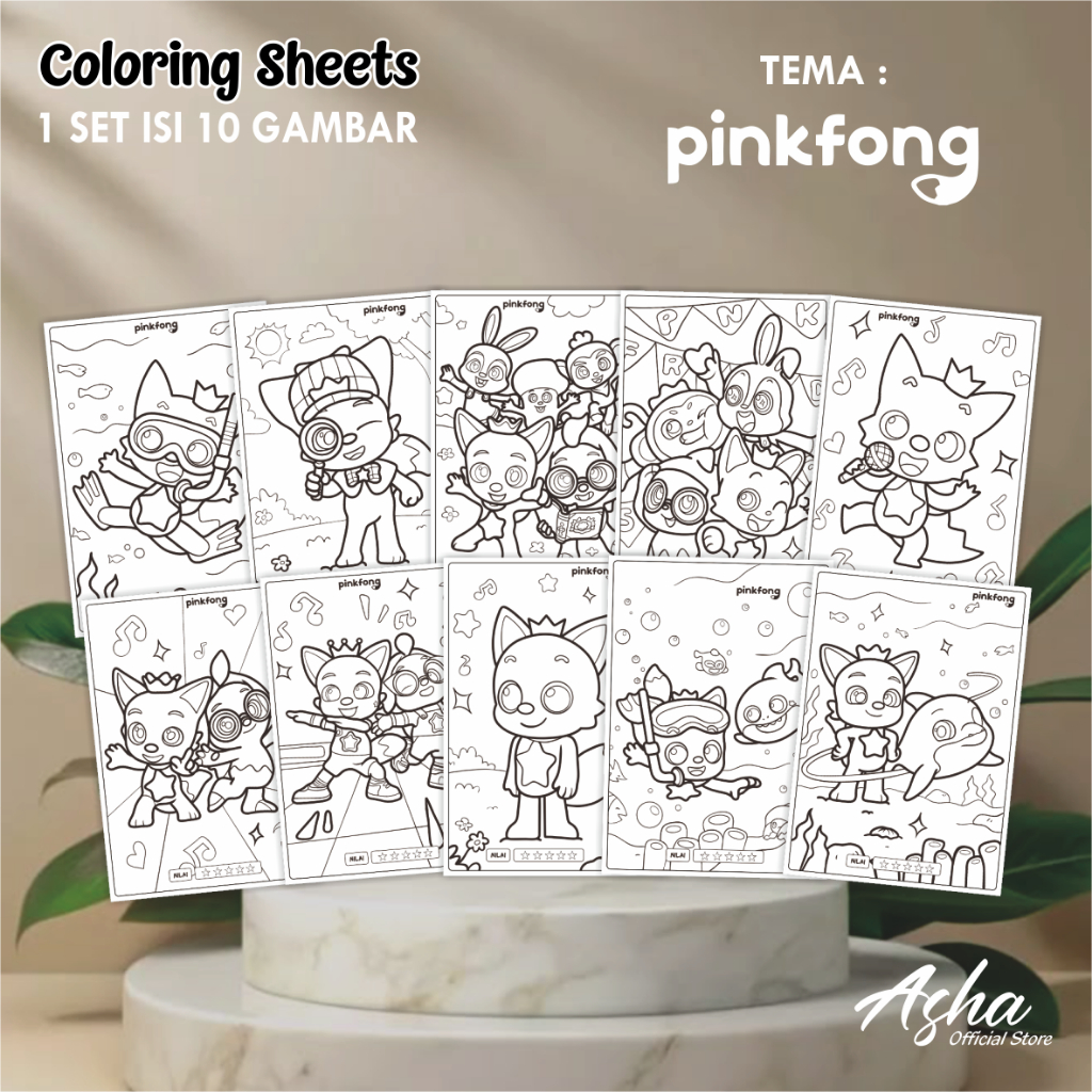 

KERTAS GAMBAR UNTUK ANAK - LEMBAR MEWARNAI ANAK 1 SET ISI 10 GAMBAR PINKFONG UKURAN A3