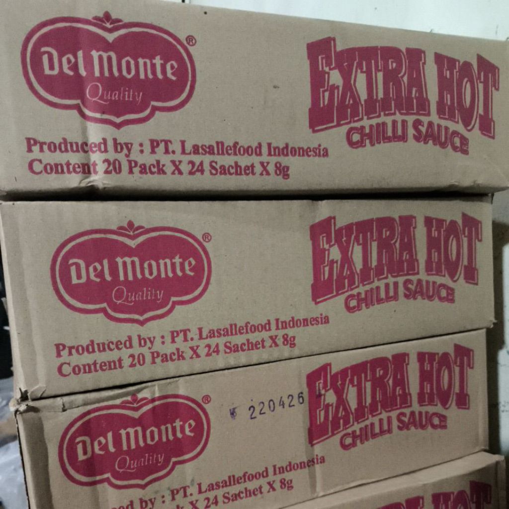 

Saus Del Monte Sachet Extra Hot 1 karton isi 20 Pack EXP 2026