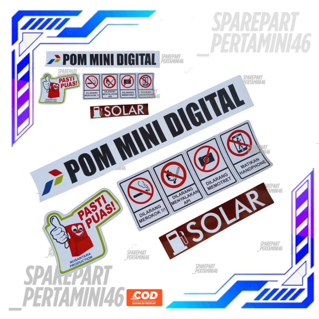 Stiker Set 1 Nozzle Pom Mini digital Solar Pertamini Digital