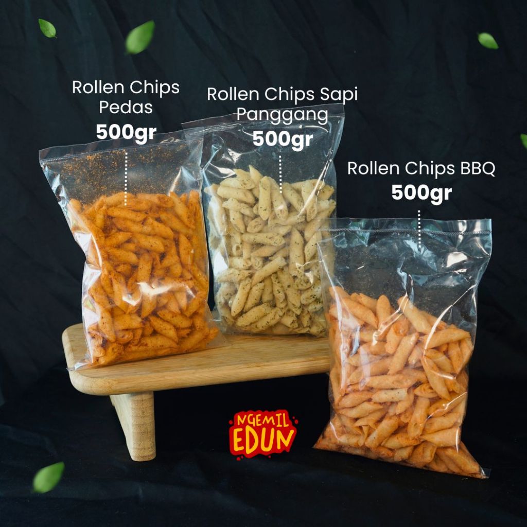 

Ngemil Edun - Bundle 10 - Paket Lengkap 3 Rasa Rollen Chips - BBQ, Sapi, Pedas