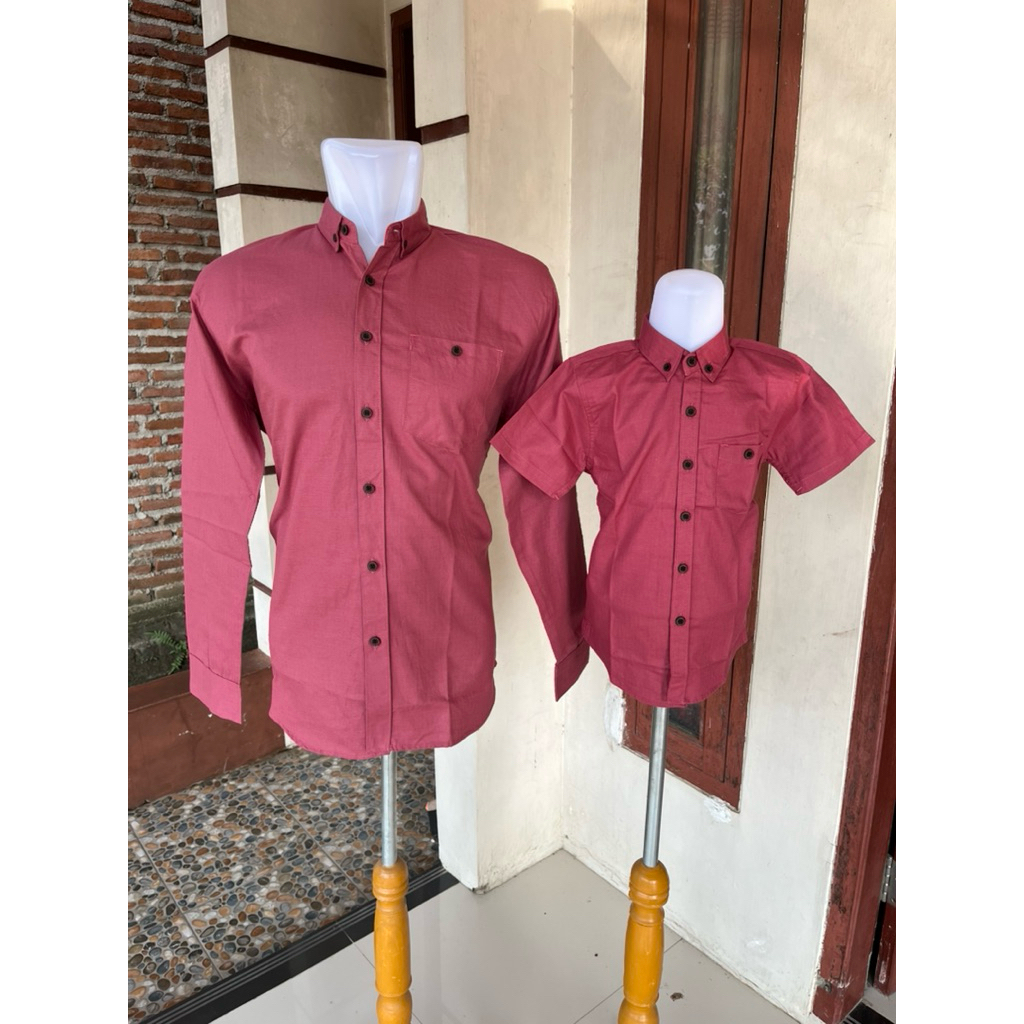KEMEJA AYAH DAN ANAK KATUN PREMIUM DUSTY PINK (HARGA SATUAN)