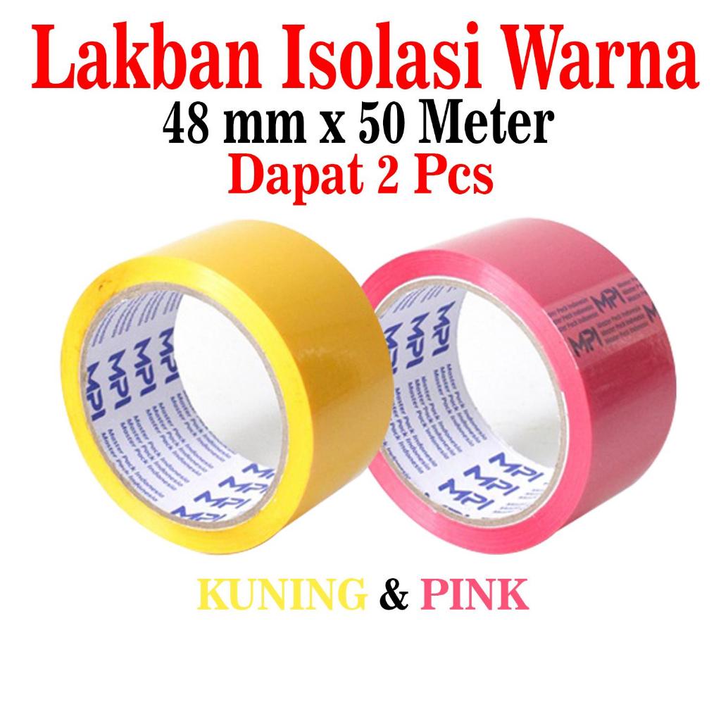 Lakban Warna Kuning & Pink 48 mm x 50 Meter / Lakban Isolasi Warna - Lakban Warna