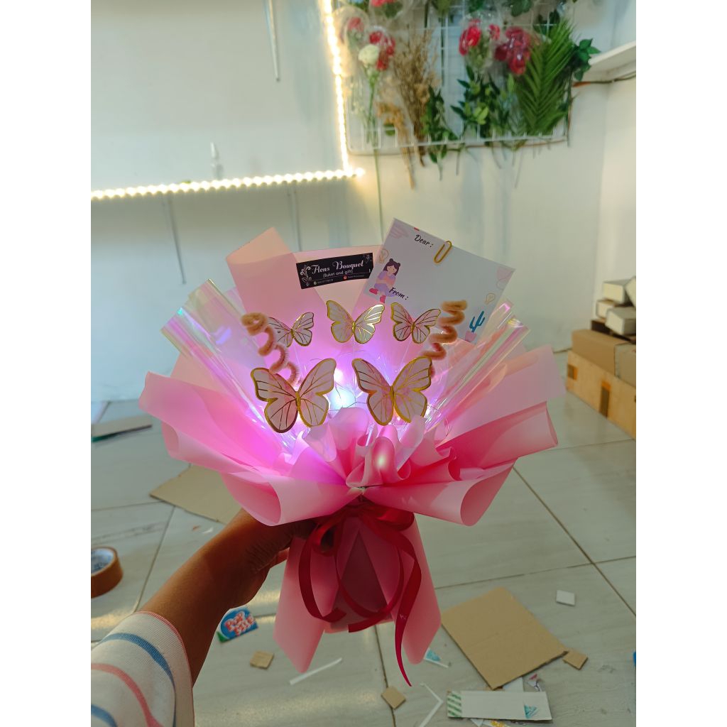 

buket kupu-kupu LED/buket kado termurah free card