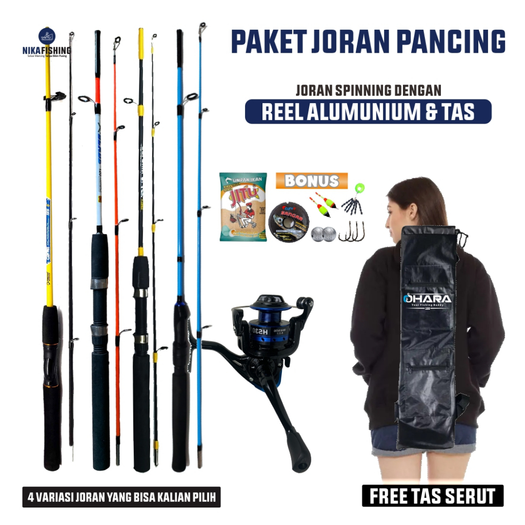 Set Pancing Joran Daido Shikari Xblade Dolphin Dengan Reel Besi Bonus Komplit Tas