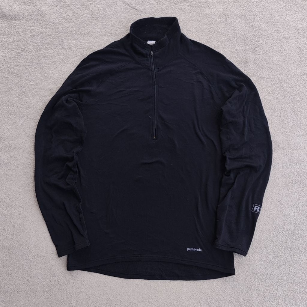 Patagonia Polartec Halfzip Midweight Baselayer Black Outdoor Long Sleeve