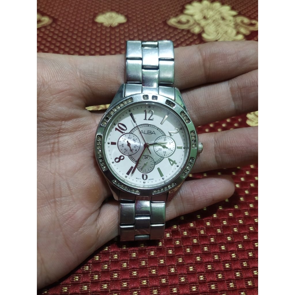 arloji jam tangan pria alba quartz V33J X061