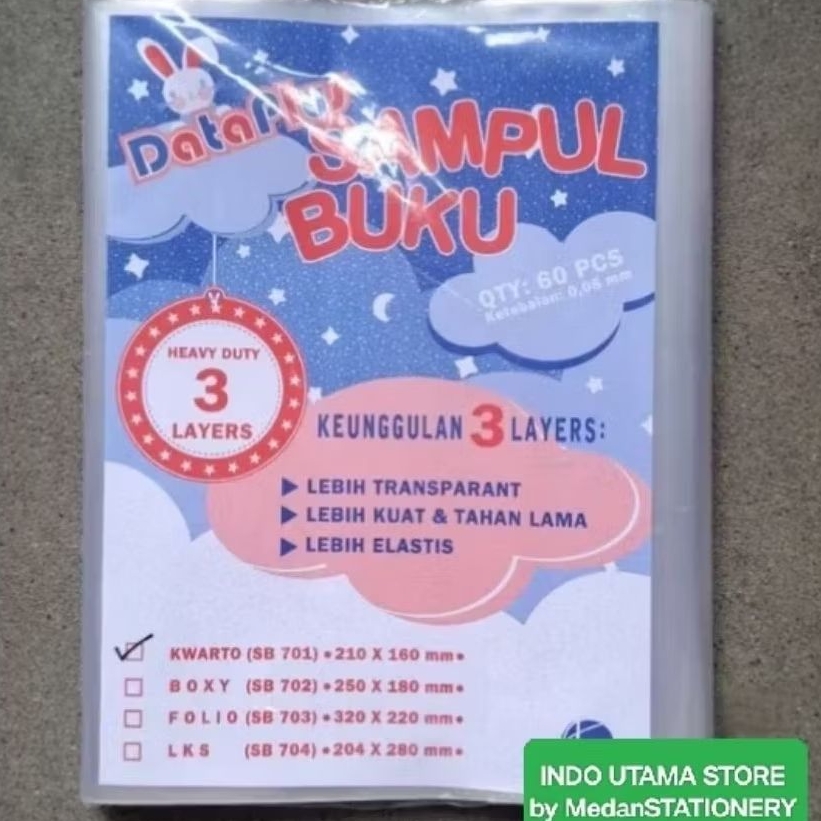 

[60 LEMBAR] SAMPUL PLASTIK BUKU KWARTO