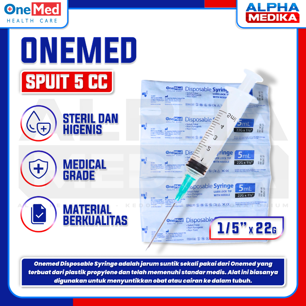 ONEMED - Spuit 5cc Onemed / Syringe 5cc Onemed/ Alat Suntik 5ml